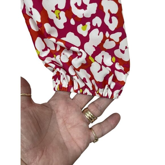 Jude Connally Long Sleeve Pink Floral Print Shift Dress Size Large Made in USA - Picture 5 of 8